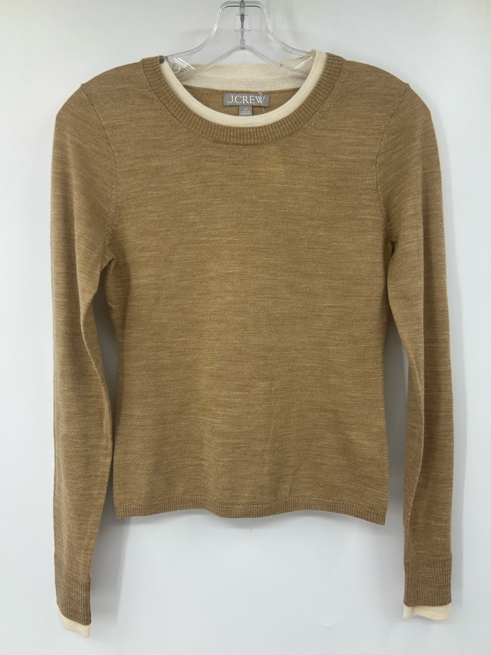 J.Crew 100% Wool Tan Crewneck Sweater Size XS